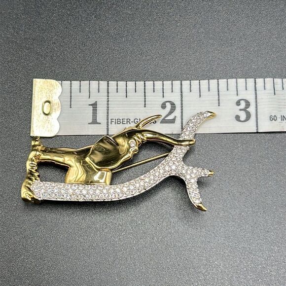 VTG Swarovski 1990s Elephant Motif Crystal Brooch Gold - Picture 6 of 7